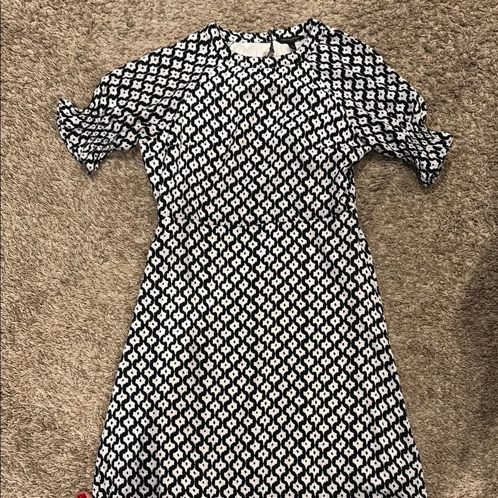 Banana Republic Black and White A-Line Dress with Peter Pan Collar